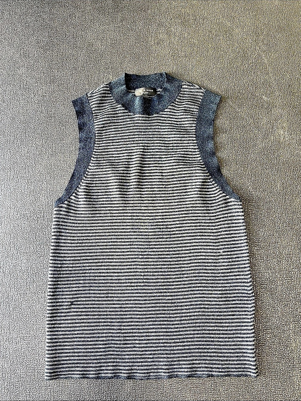 rag & bone Striped Mini Dress in Blue & White Size Large Like New